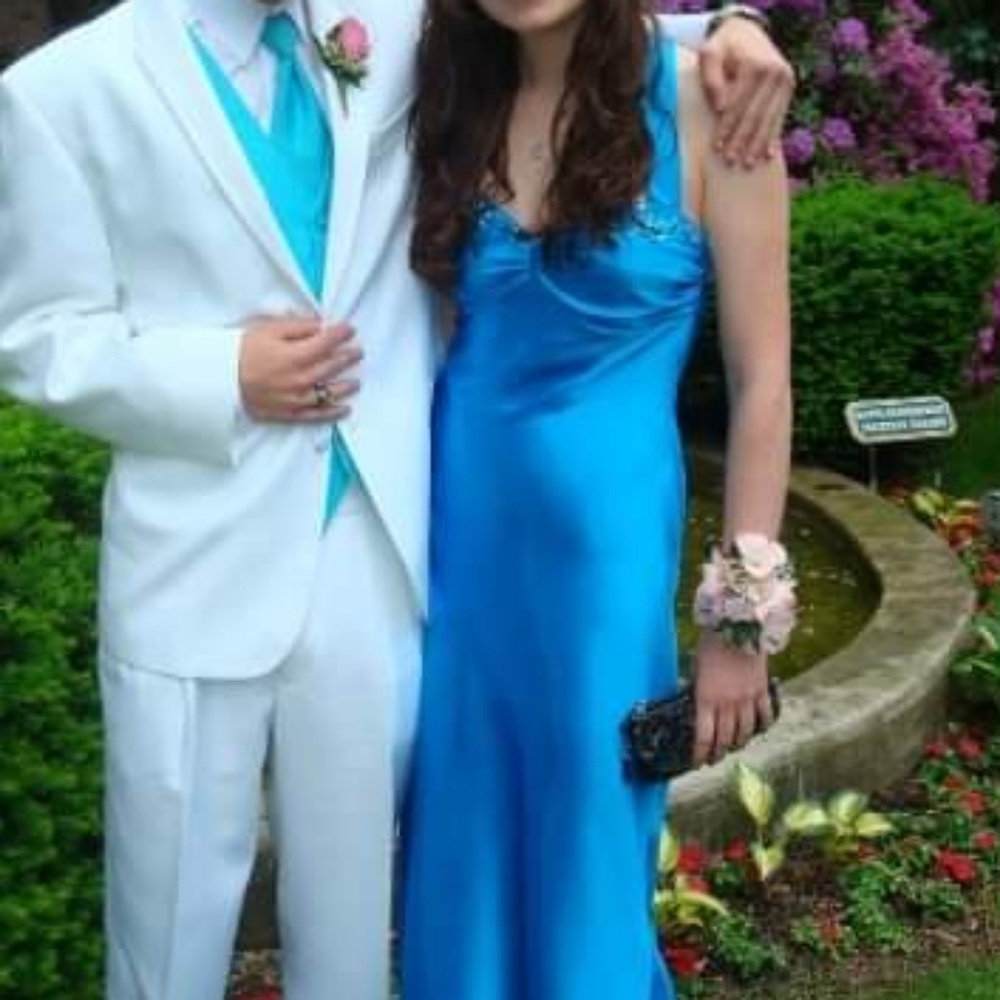 Long prom formal turquoise gown